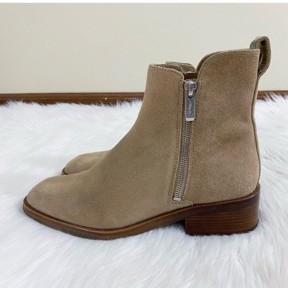 3.1 Phillip Lim Tan Suede Chelsea Boots Women's Size EU 38.5 Side Zip Almond Toe - Picture 4 of 6